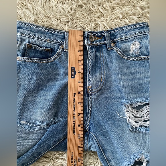 Vici P.O.L premium denim medium wash distressed raw hem jeans size small - Picture 5 of 16